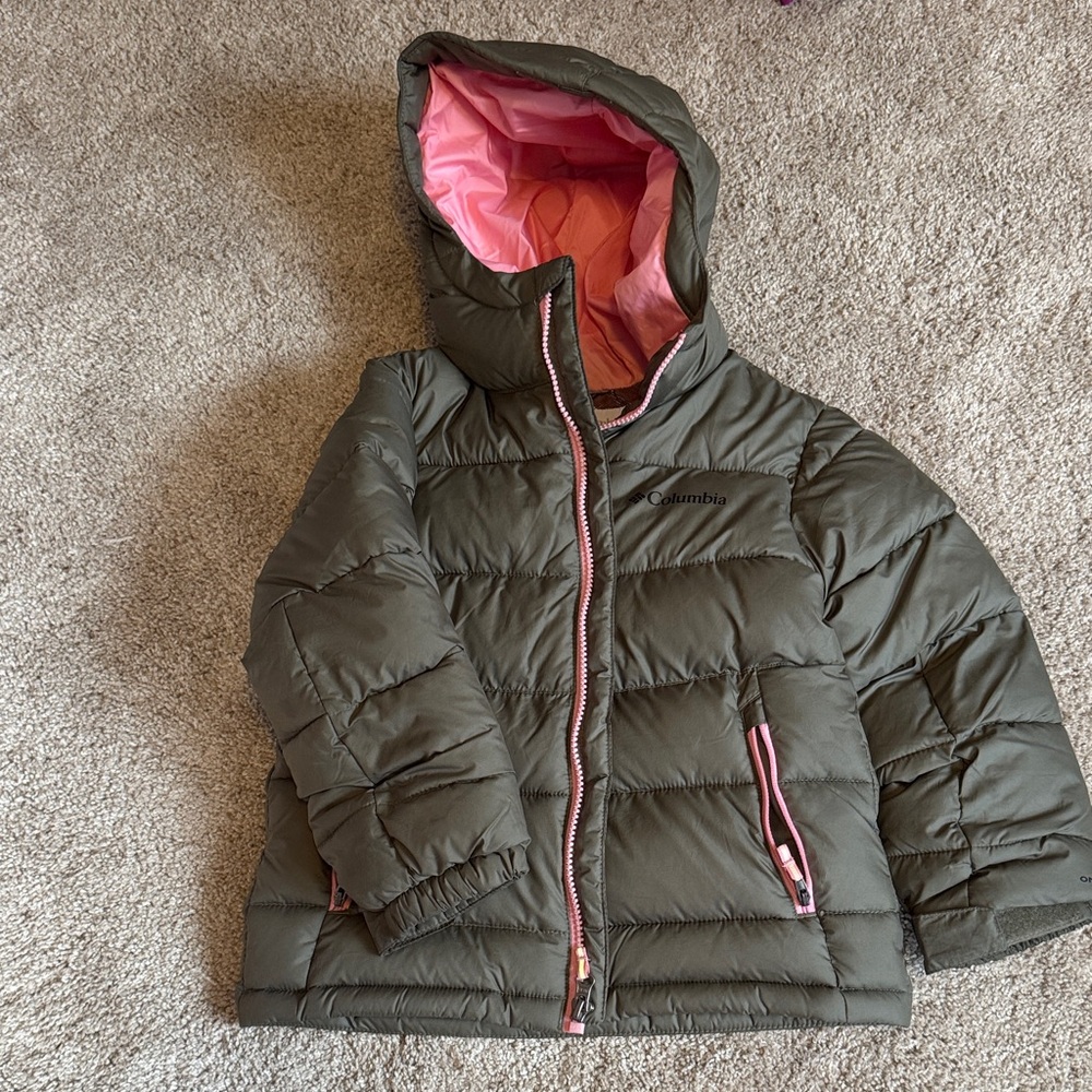 Columbia Kids' Olive and Pink Puffer Jacket